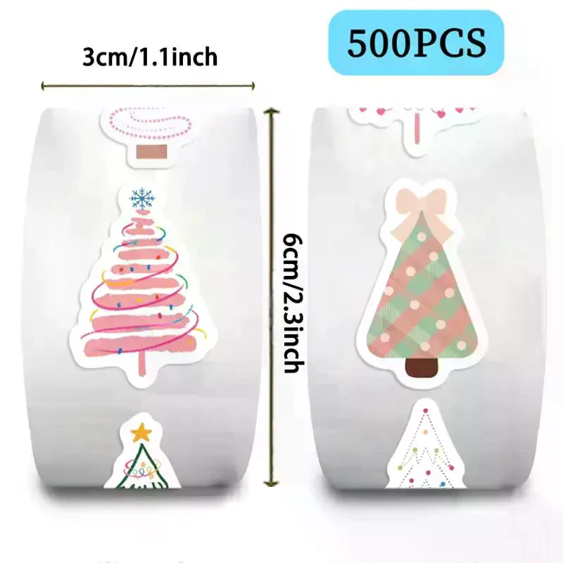 Unique Christmas Tree Stickers/Roll; Christmas Gift Wrapping Sticker Labels; Reward Stickers For Scrapbooking Station
