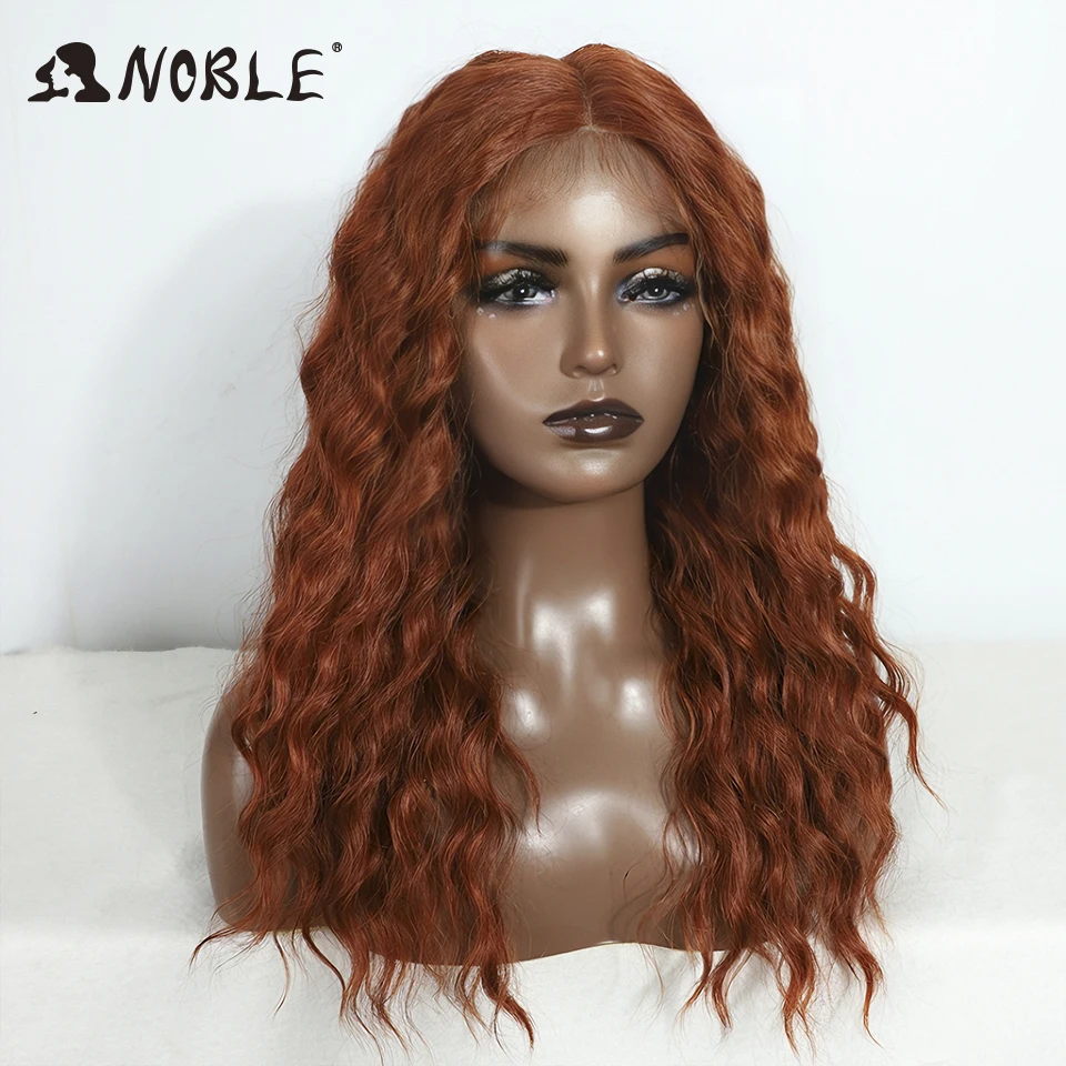 Perruque Lace Front Wig synthétique bouclée 20 pouces-Noble, perruque Lace Wig rouge à raie moyenne pour femmes, perruque Lace Front Wig blonde