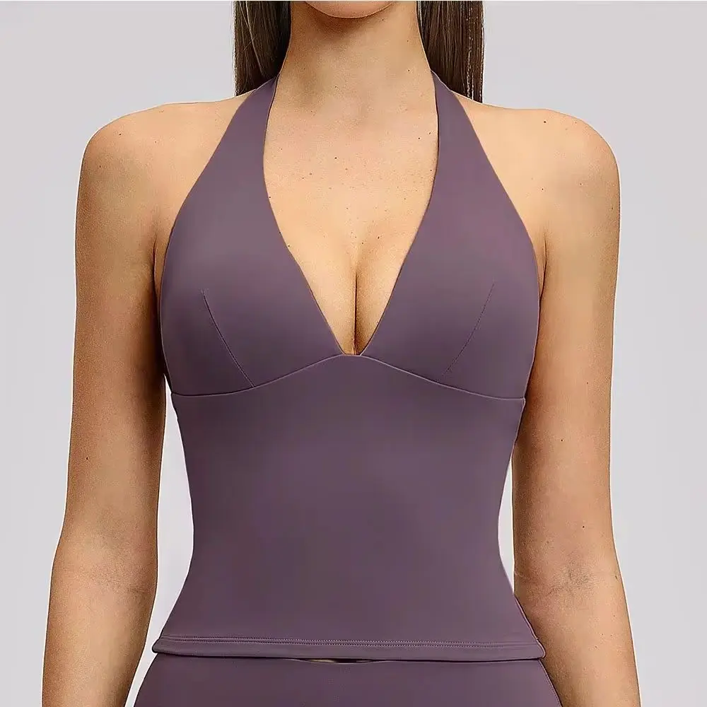 Women's Sports Fitness Vest With Chest Cushion Backless Bra High Elasticity Shock Absorbing Sports Bra Pilates Training Yoga Top