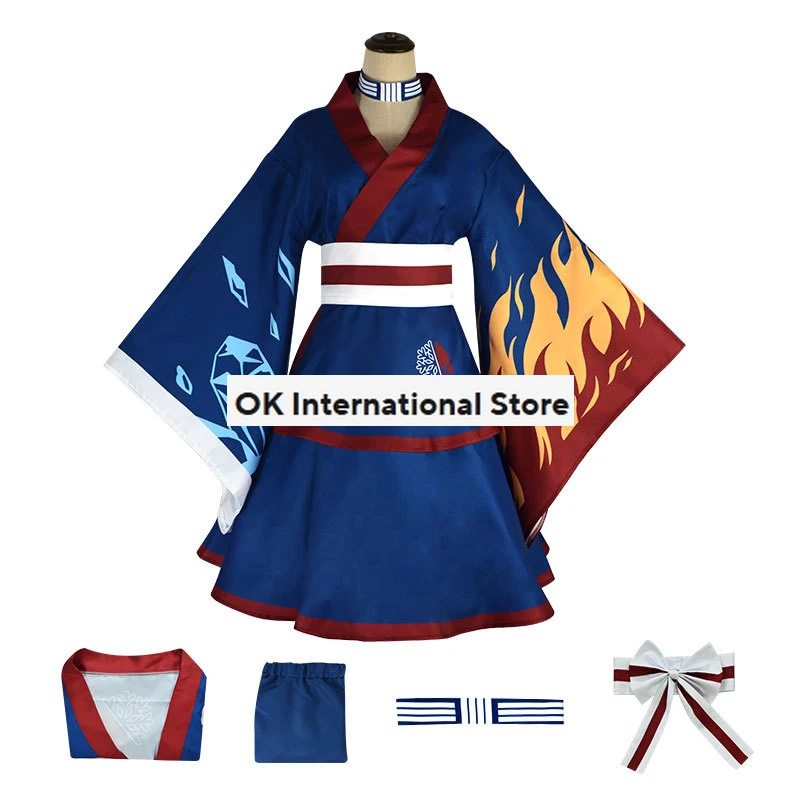 Anime Boku kein Held Akademie Todoroki Shoto Cosplay Kostüm Perücke japanische Party Comic Kimono Cosplay Anzug Doujin Gender swap Kleid