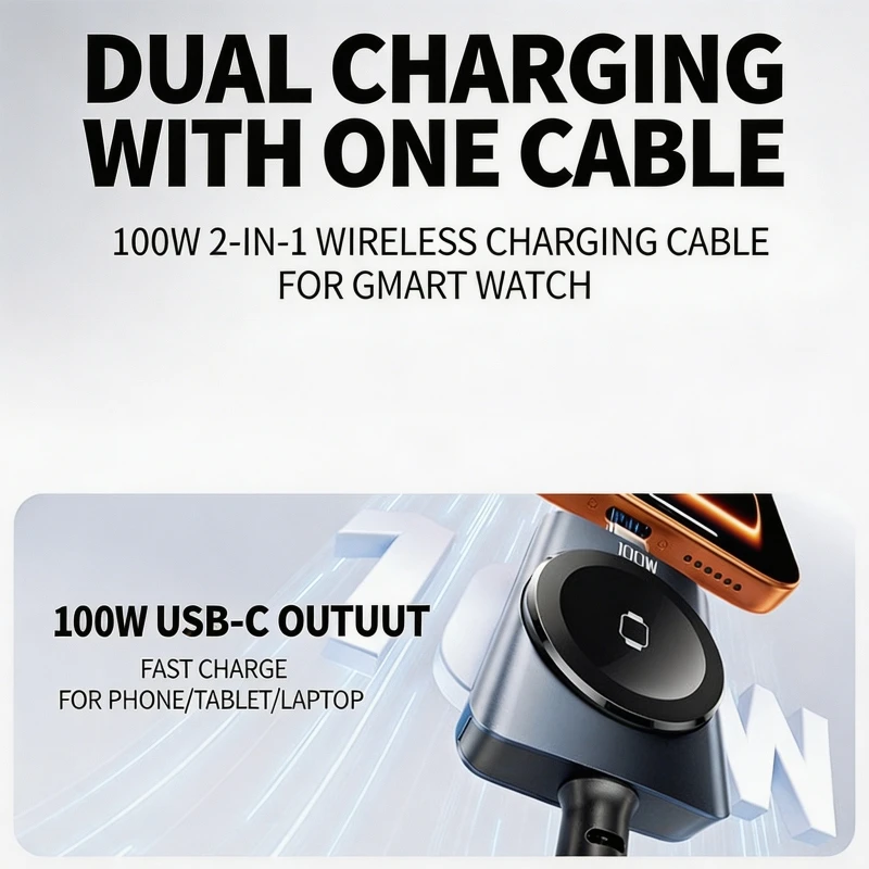 Watch Wireless Charging Cable 100W USB C Woven Type C Data Line for Office Travel Charging and File Transfer