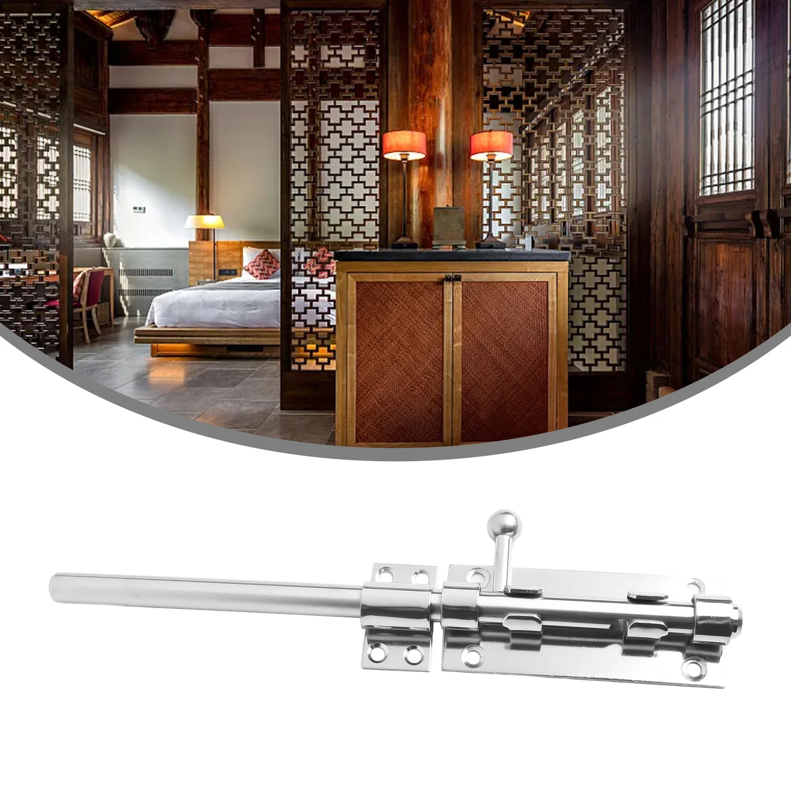 مزلاج باب كروم قفل باب الحمام تركيب يدوي 360 درجة °   تركيب قفل منزلق عالي التحمل للأمان الإضافي للحمام