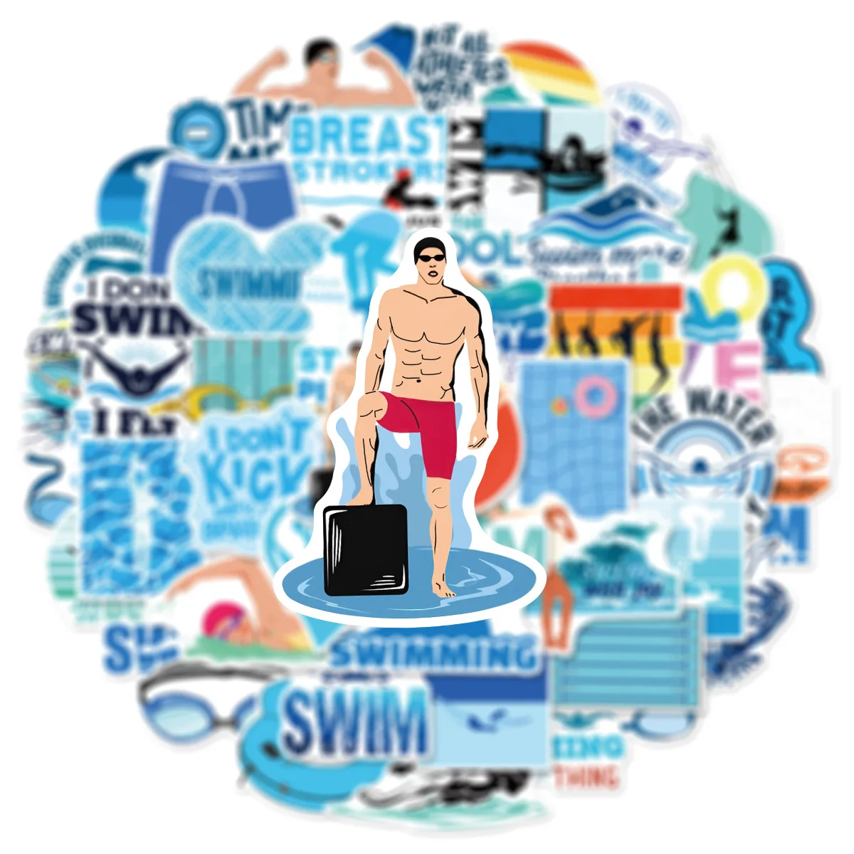 50PCS Schwimmen Sport Graffiti Aufkleber Wasserdicht Kühlschrank Gitarre Laptop Motorrad Skateboard Aufkleber Spielzeug