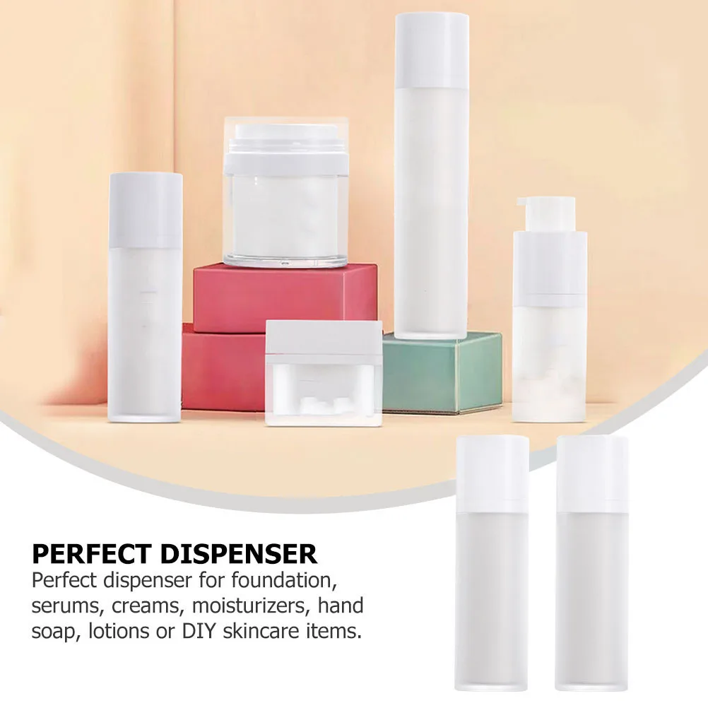 2Pcs 30ml Plastic Airless Pump Bottles Refillable Lotion Serum Dispensers Travel Portable Leakproof Storage