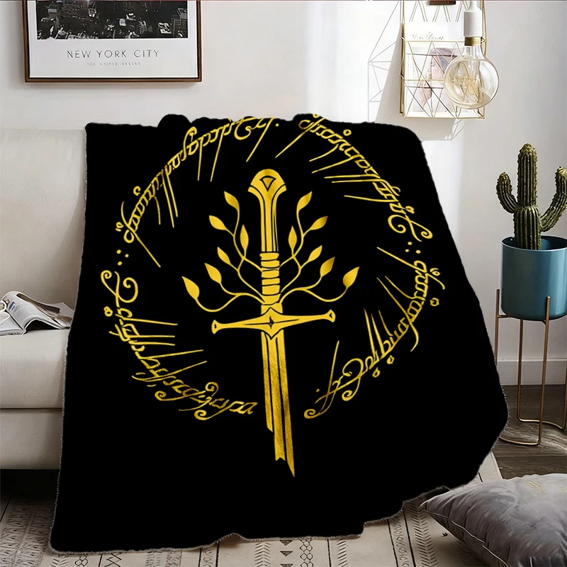 Narsil Broken Blade Flannel Blanket, Fantasy Tree Sword Flannel Throw