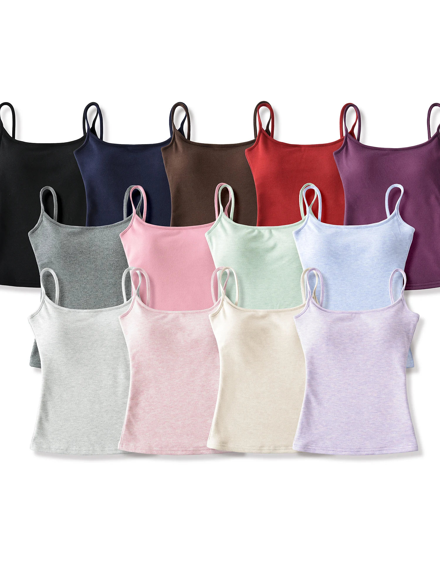 Women's One-Piece Strap Vest Built-In Bra Camisole Tank Top Exterior Wear Interior Match Breast Reduction Upper Garment