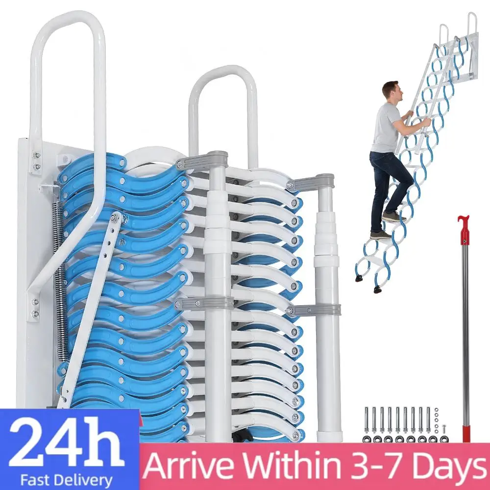 

Ceiling Mount Attic Ladder Invisible Telescoping Attic Stairs Applicable Height 12.46in 661 LBS Capacity for Home Indoor Outdoor