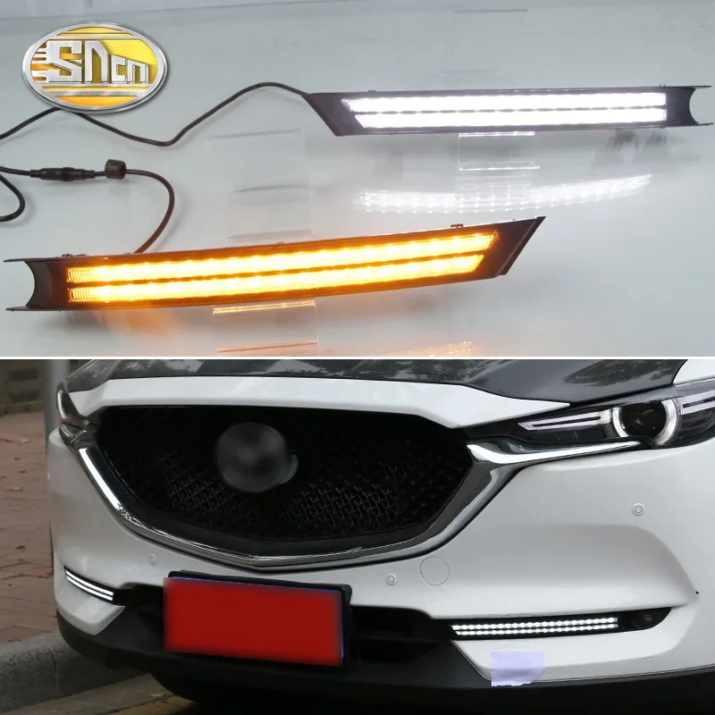 LED Daytime Running Light For Mazda CX-5 CX5 2017-2021 Dynamic Turn Signal Relay Waterproof Car DRL 12V Fog Lamp Decoration