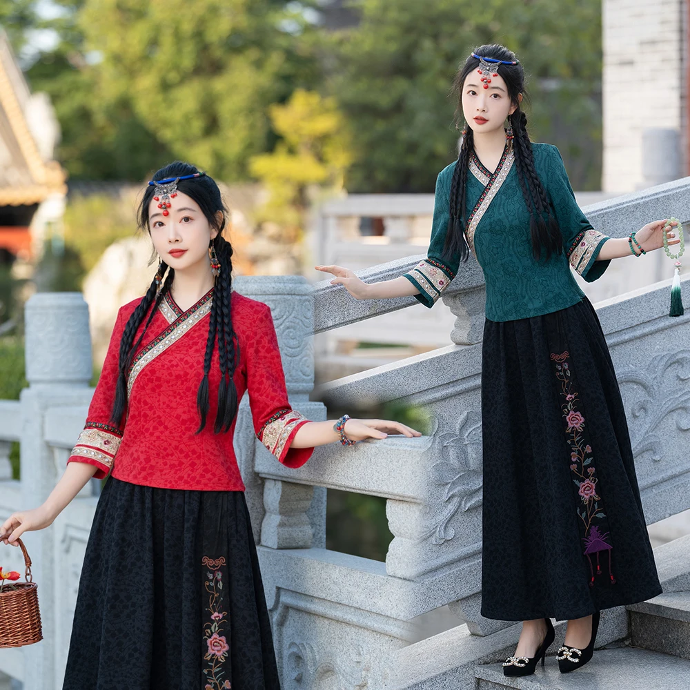 

Slimming Two-Piece Set Sle Retro Republic of China Spring 2024 Cotton Blend Faionable Ethnic Women's Wear