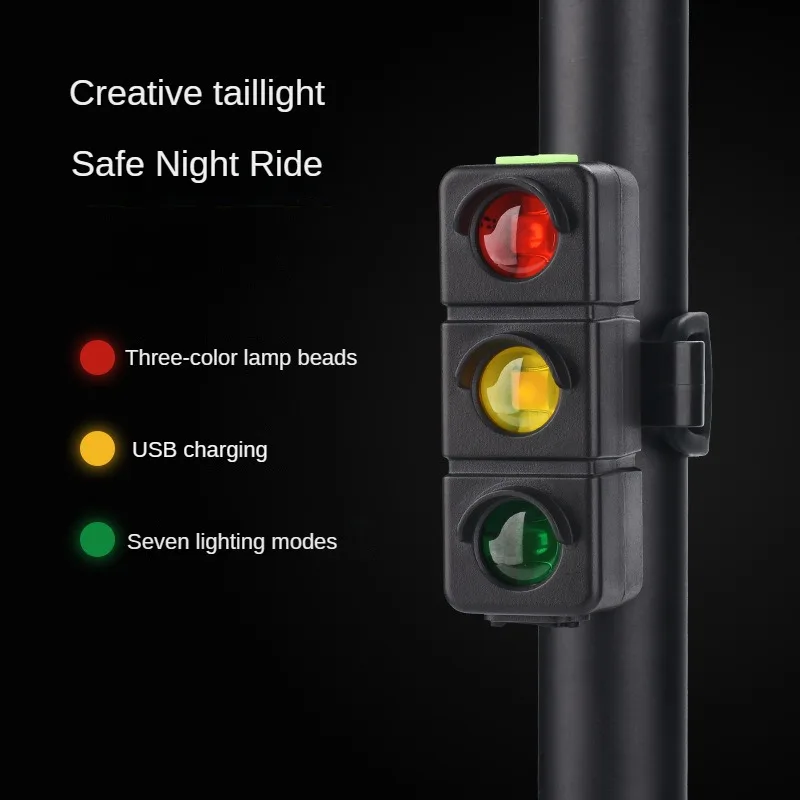 

Bicycle Taillights Red, Yellow And Green Signal Lights Night Riding Safety Taillights Warning Taillights Bicycle Accessories