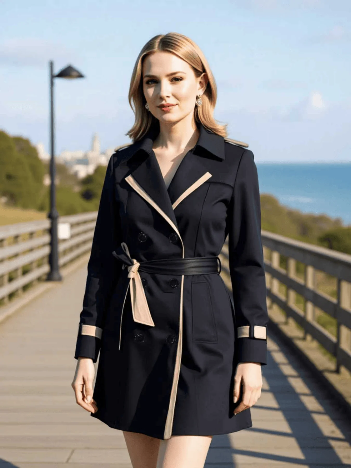 

Women's Fashionable and Minimalist Trench Coat Double-Breasted Loose Fit Outdoor Commuting Women's Outerwear