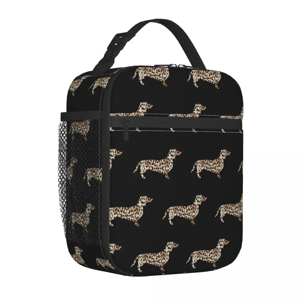 Dachshund Dog Leopard Insulated Lunch Bags Thermal Bag Meal Container Wiener Sausage Doxie Tote Lunch Box Girl Boy Beach Picnic