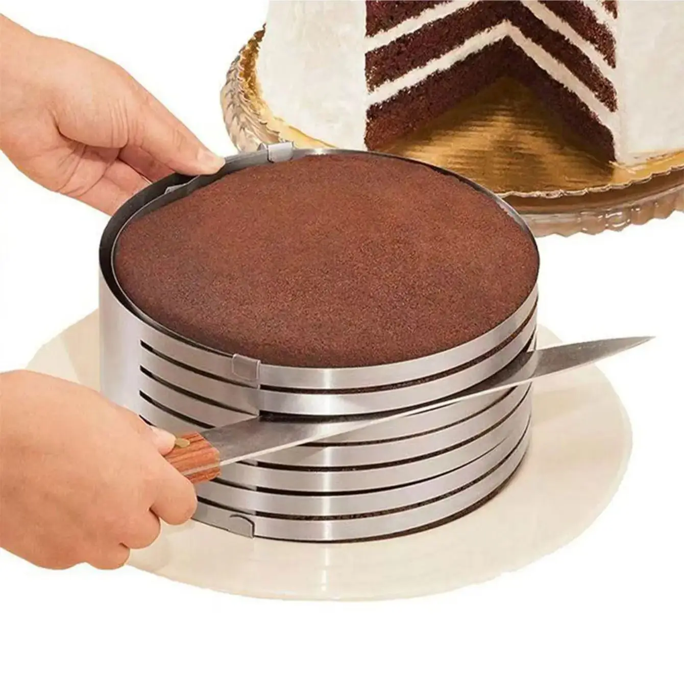 Adjustable Layered Telescopic Round Mousse Ring Cake Ring Stainless Steel Cake Slicer Baking Mold 1Pcs