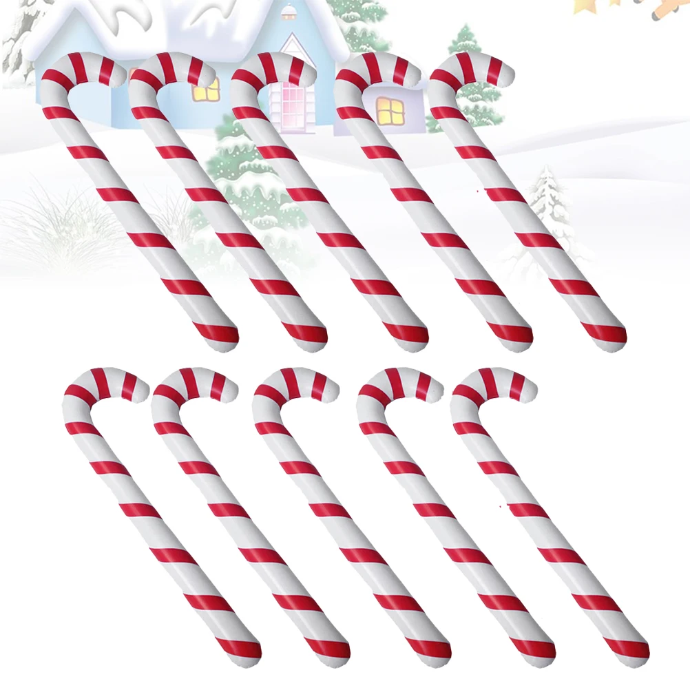 

10Pcs Christmas Inflation Crutches Creative Red White Stripe Decorative Crutches Xmas Party Supplies Holiday Celebration