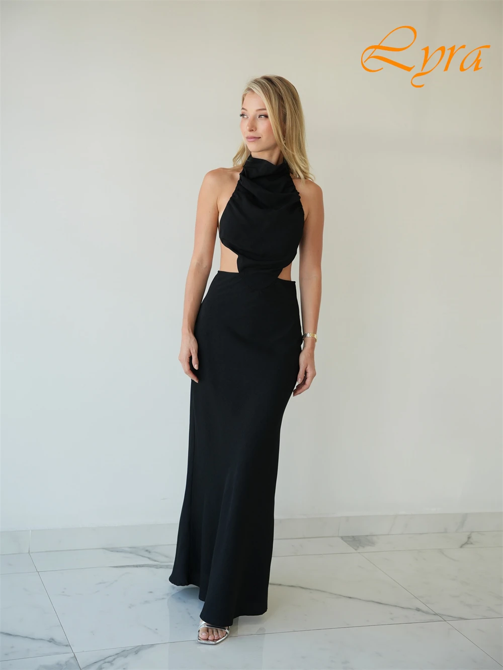 فستان سهرة كلاسيكي مخصص بياقة عالية من الجيرسيه، فساتين حفلة موسيقية رائعة مفتوحة الظهر، بدون أكمام، فساتين مناسبة خاصة