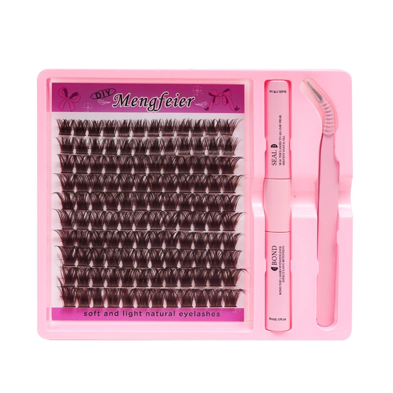 40P80P auto-bouchon faux cils en forme de D épais et large segment divisé simple grappe bricolage ensemble de cils curling ensemble de bricolage