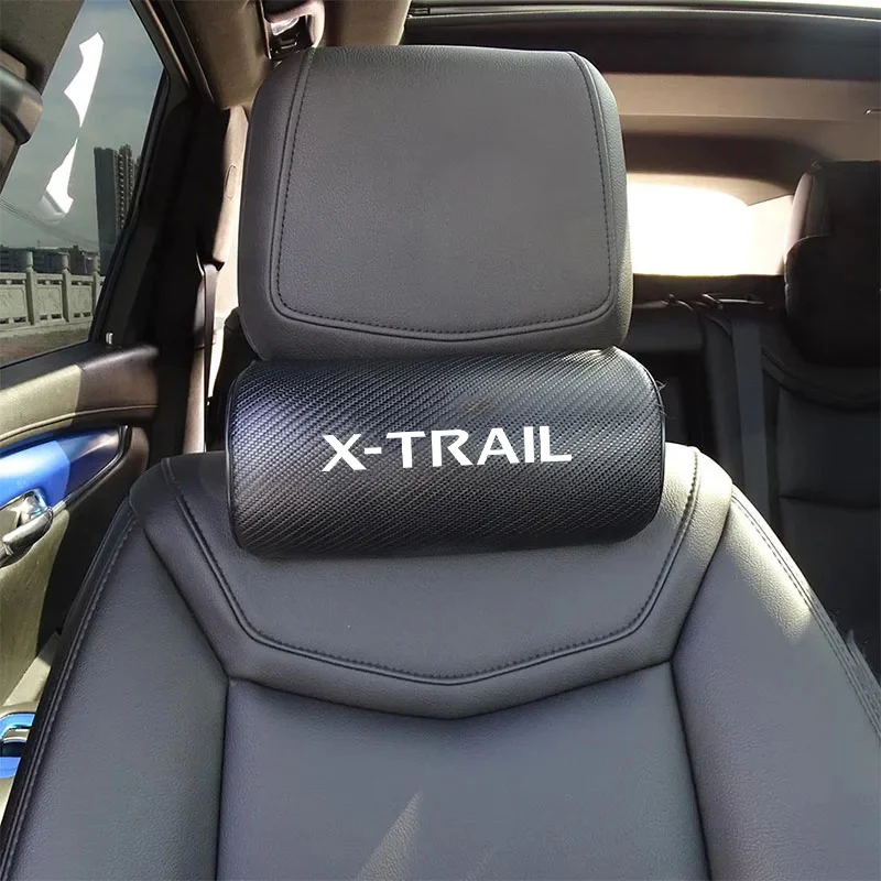 Fibra de carbono assento de carro encosto de cabeça pescoço apoio travesseiro de descanso de viagem para nissan x-trail x trail t32 t30 acessórios do 