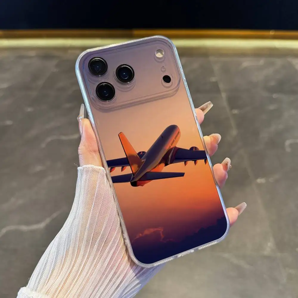 Airplane Plane Phone Case For iPhone 17,16,15,14,13,12,11 Pro,Max,Plus,X,XS,XR,SE4,E Mini Transparent Soft Cover