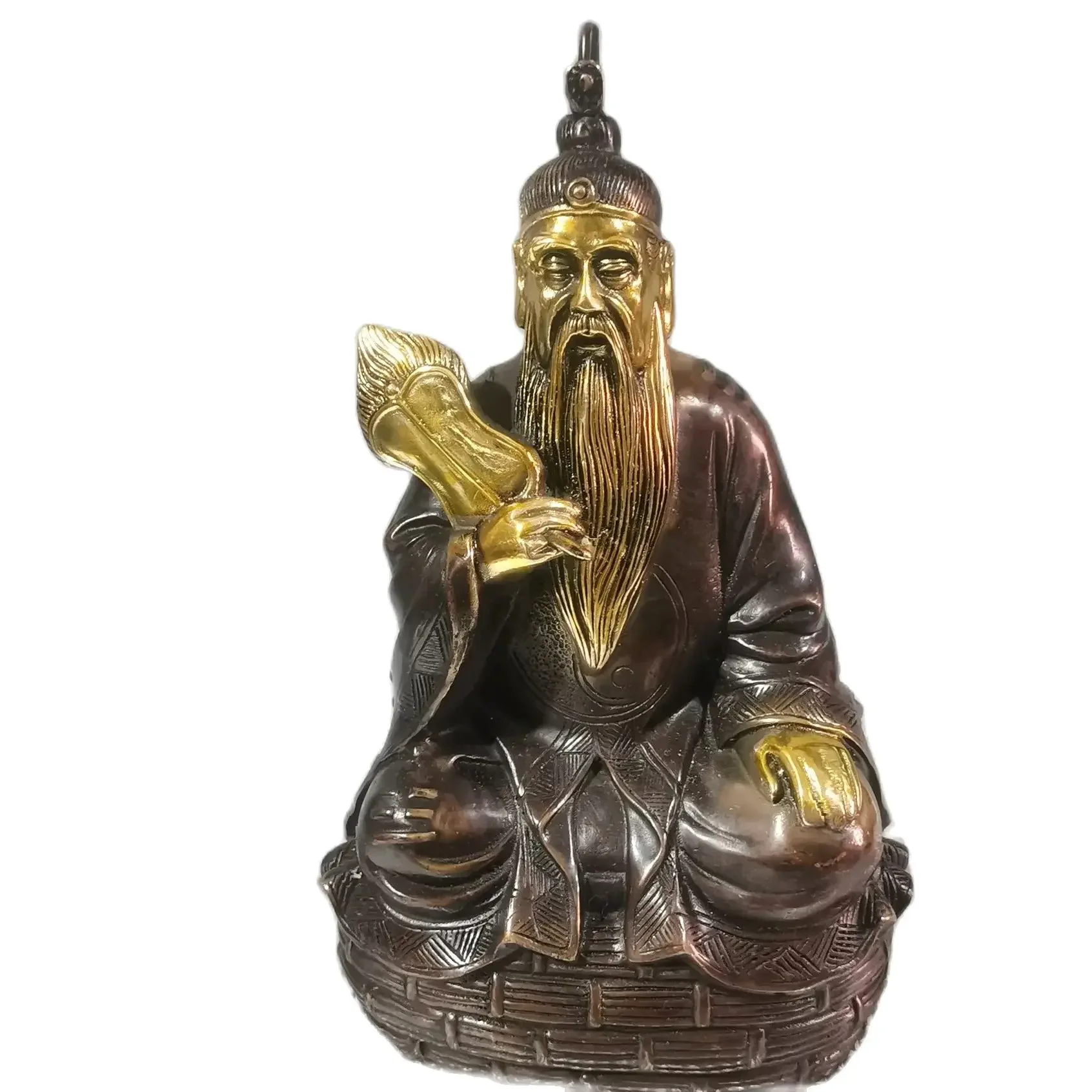 Taiqing Moral Heavenly Zun Taoist Ancestral Master Ye Purple Copper Gilded Gold Taishang Laojun Sanqing Statue Decoration