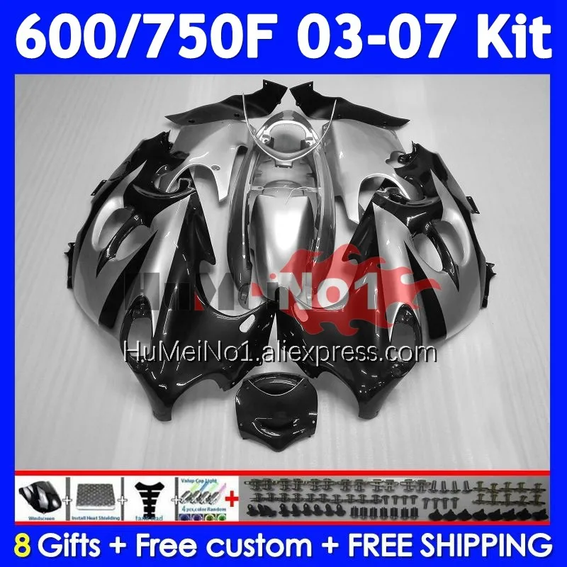 Kit For SUZUKI KATANA GSXF600 GSXF 600 750 115No.79 GSXF750 03 04 05 06 07 GSX600F 2003 2004 2005 2006 Black silver 2007 Fairing