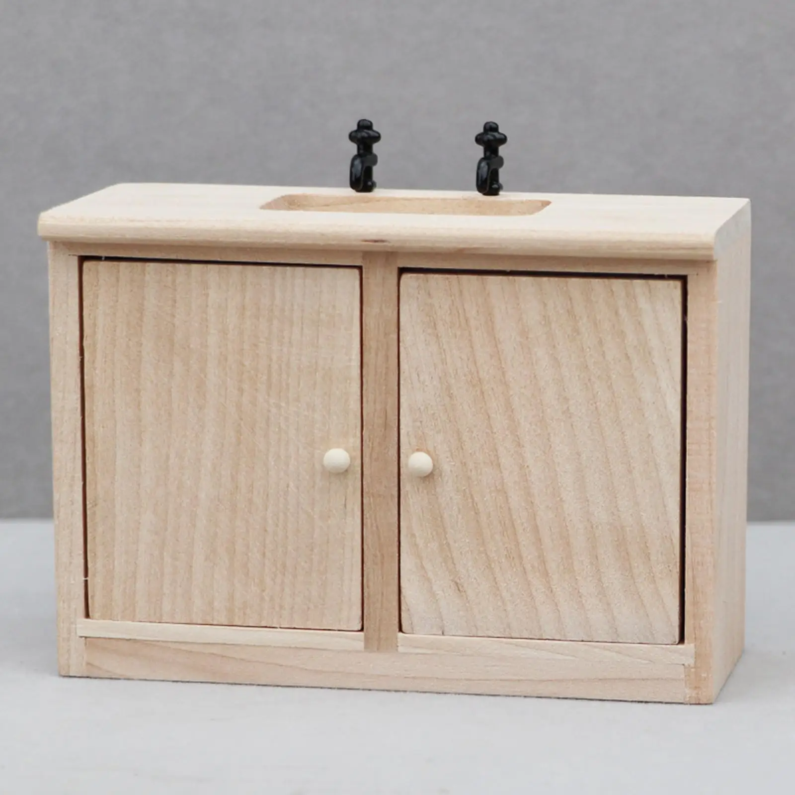 Miniaturowe meble 1 12 domek dla lalek zlew mikro skalna szafka symulowana szafka zabawka Mini szafka kuchenna do gabinetu sypialnia