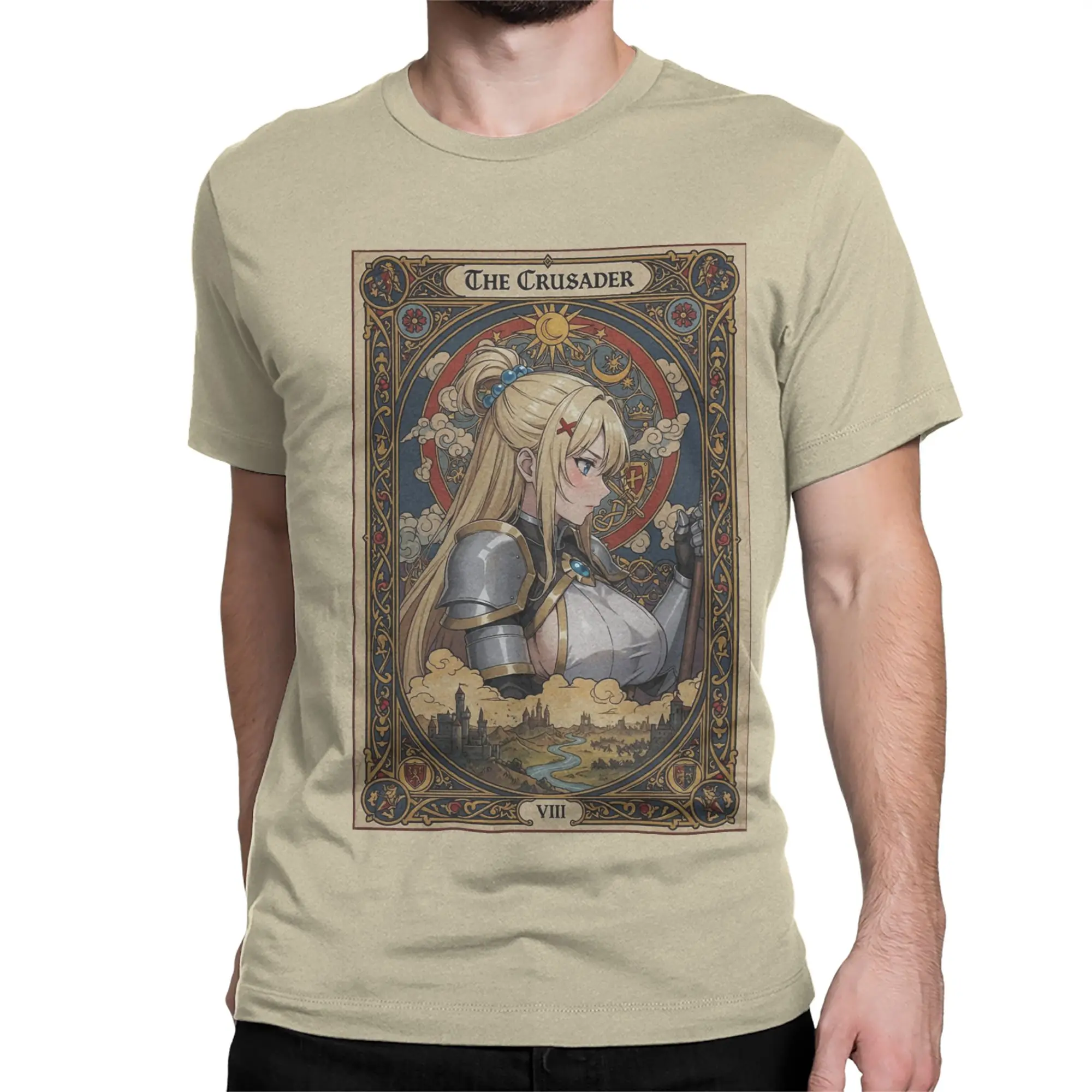 Vintage Konosuba Darkness Tarot Card Style T-Shirts Men Women O Neck 100% Cotton T Shirt  Short Sleeve Tee Shirt Printed Tops