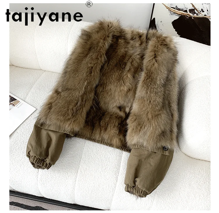 TAJIYANE 100% 천연 너구리 모피 코트 여성용 럭셔리 리버시블 파카 재킷 시크 리얼 퍼 코트 겨울 여성 의류 2025