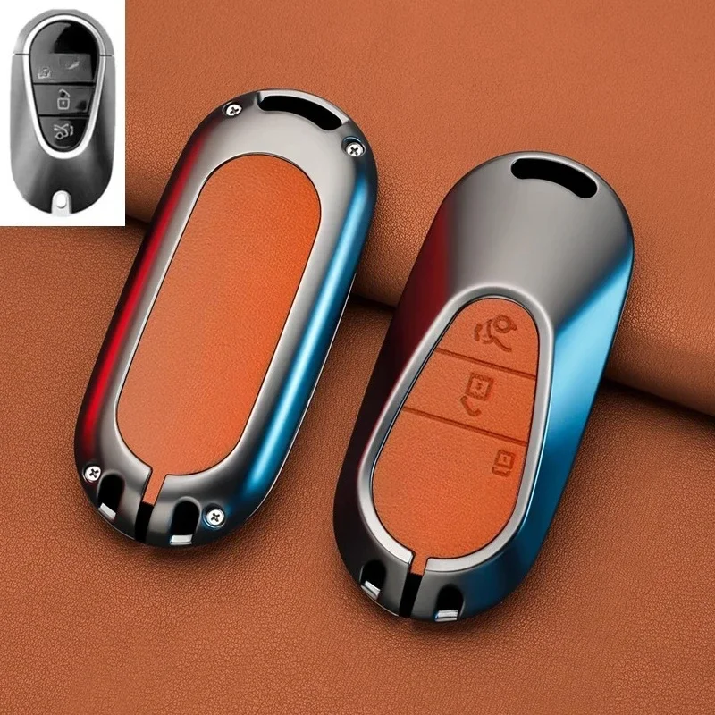 

For New Mercedes Benz C260L Key Protection Cover E300L Car A200L Bag E260 Buckle GLC Male GLB200 220 Genuine Leather Case