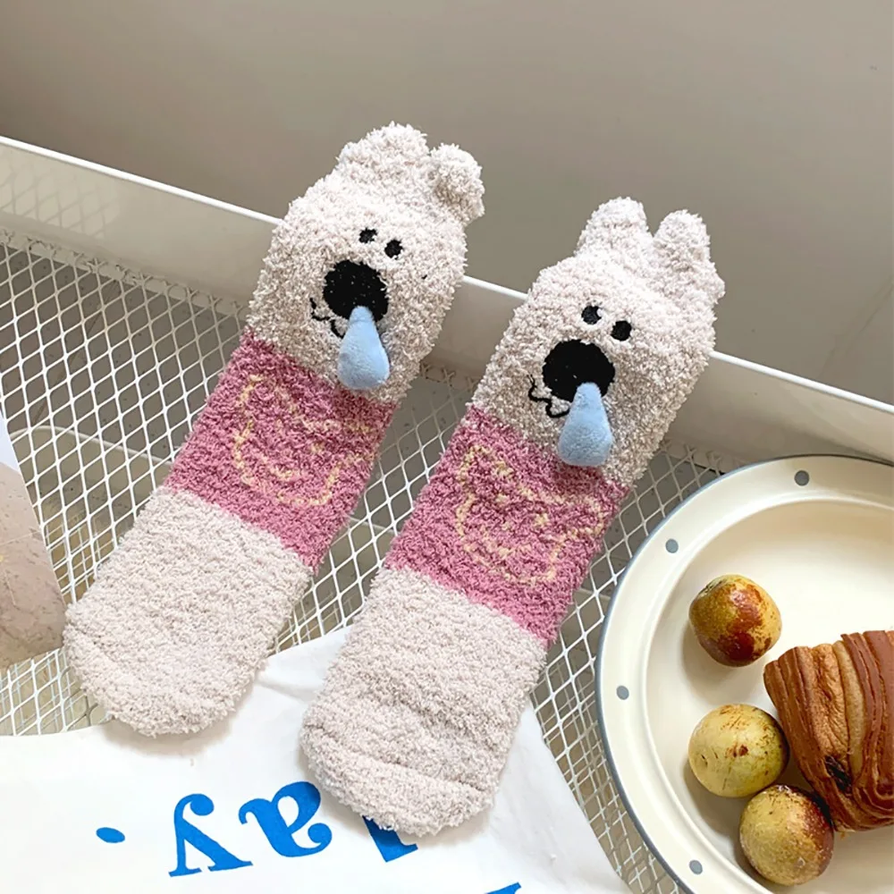 

Cute Cartoon Animal Floor Socks Multicolor Whit Snot Postpartum Socks Warm Soft Stocking Gift