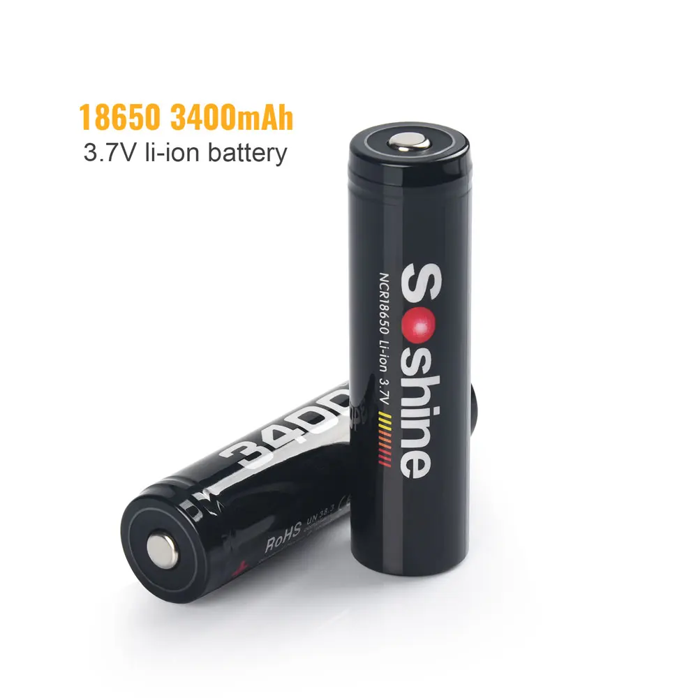 Soshine 3.7V 18650 3400mAh Battery 3400mAh 18650 Lithium Rechargeable Battery with Protected for Flashlights Small Fans Radio