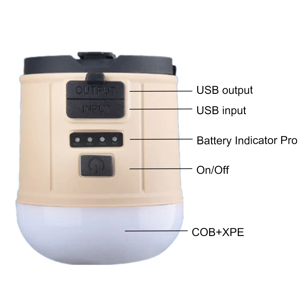 LED 캠핑 랜턴 핸드 크랭크, 9 가지 조명 모드, 휴대용 손전등, USB 충전식, 2400mAh 방수, 하이킹 탐험