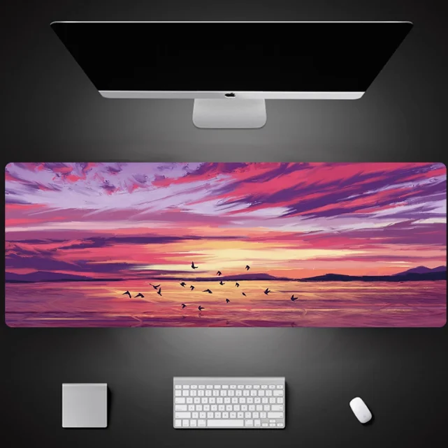 Kawaii игровые аниме коврики для мыши клавиатура стол Mause Art стол мышь ковер масляная большая картина пейзаж закат супер натуральный каучук