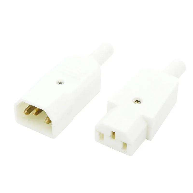 1 Set IEC Straight Cable Plug Connector C13 C14 10A 250V Black Female Male Plug Rewirable Power Connector 3 Pin AC Socket