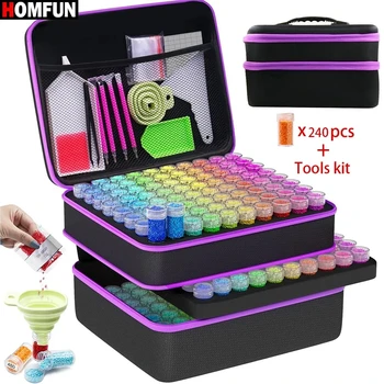 HOMFUN 60/120/240 Grids Diamant Schilderij Kraal Opbergdozen Grote Capaciteit Set Met Accessoires Mozaïek Container Tas tool Kit