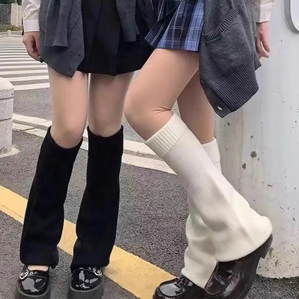 

Y2k Lolita Knitted Leg Warmers Solid Color Thickened Long Socks Mid-Calf Sock Gift