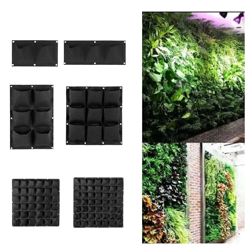 4 9 25 72 pocket vertical garden wall plant Grow Bags Planting Hanging Planter pots tools fabric flower indoor home jardin K5