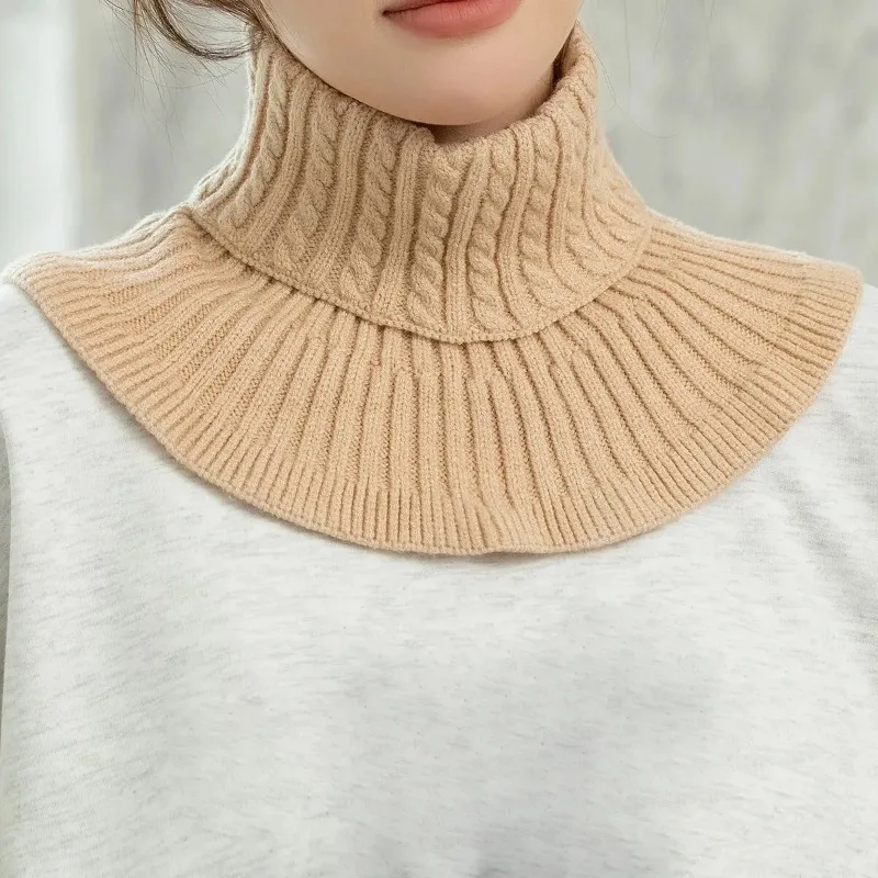 Winter Detachable Cotton Knitted Turtleneck Collar For Women False Collar Fashion Warm Cover Head Neck Guard Collar Unisex