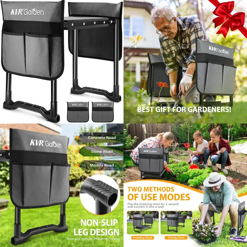 

Сверхмощная складная садовая скамейка, расширенная 10,2 дюйма, защита от ржавчины и износа, предотвращает усталость на коленях для садоводства Enthusia