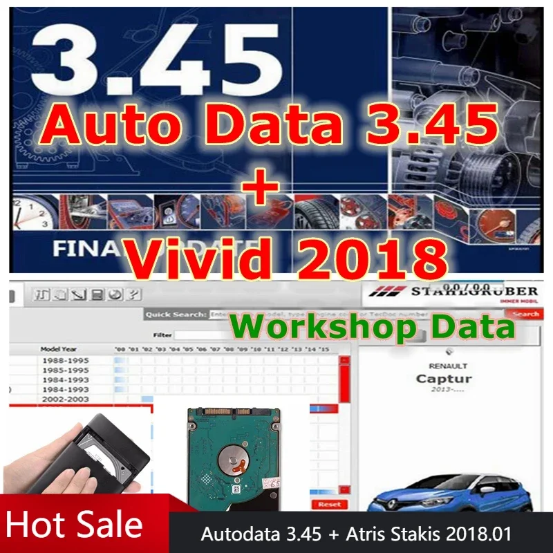 2024 Hot Sale Auto Repair Software Autodata 3.45 Vivid Workshop Data Atris Stakis 2018.01V Auto Repair Data Free Help Install