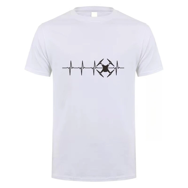 2026 New Heartbeat Drone T Shirt Men O-neck Hip-hop Camiseta Cotton Drone Pilot T-shirts Mans Clothing Gi