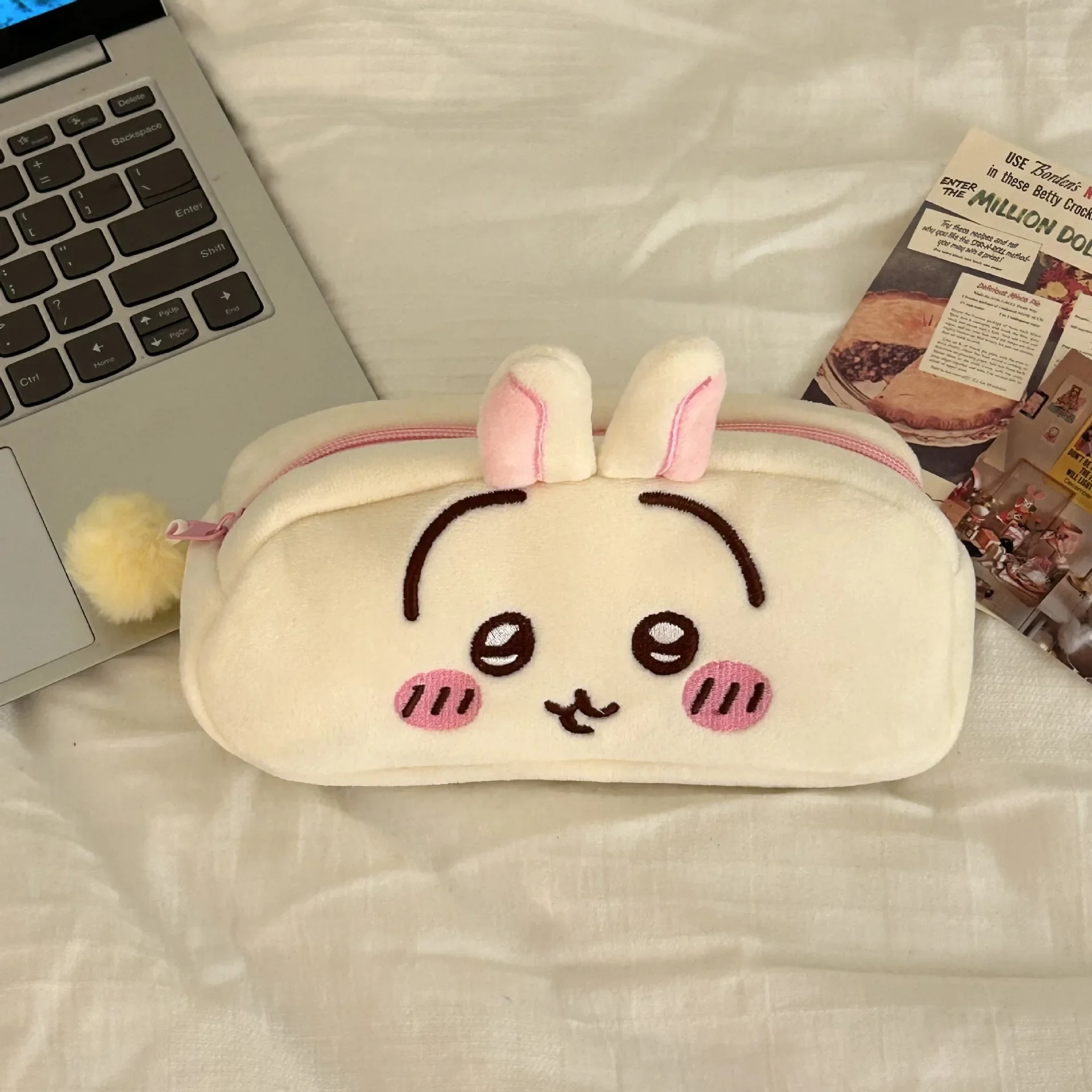 Kawaii Jiyi Plüsch-Federmäppchen Hachiware Usagi Federmäppchen Japanisches Niedliches Plüsch-Schreibwaren-Etui Große Kapazität Schüler-Schreibwarenbox