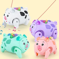 Electric LED Lighting Musical Pig Animal with Leash Walking Toy Kids Xmas Gift Electronics Robot Gifts Children Birthday Present