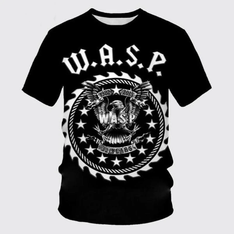 

American Heavy Metal Band WASP Rock Hip Hop Punk 3D Print Sport Quick Dry Breathable Men T-shirt Outdoor Street Short Sleeve Top