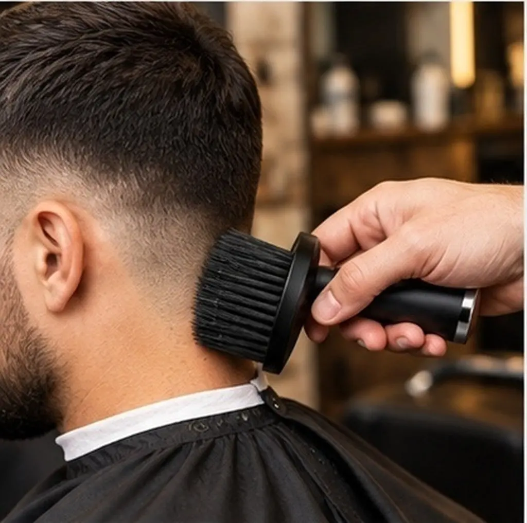Hair Cutting Neck Hair Sweep Brush Handle Portable Compact Salon Face Duster Black Easy Use Barber Hairdressing Cleaning Brush