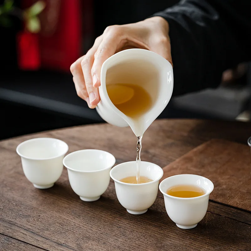 Dehua White Porcelain Sheep Fat Jade Kung Fu Tea Set Wholesale High-end Business Commemorative Gift for Clients and Promotional