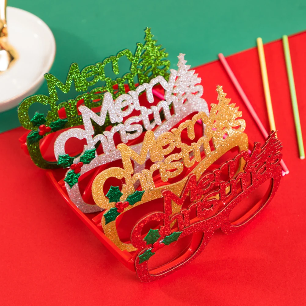 

4Pcs Plastic Christmas Party Eyeglasses Frames Funny Photo Props Cosplay Costume Xmas Gift Christmas Party Glasses