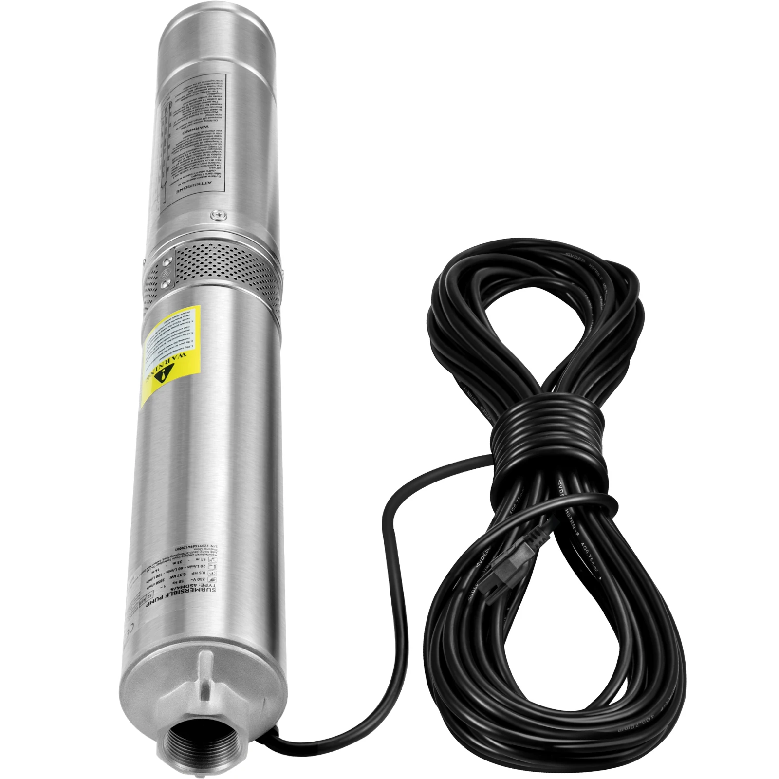 Deep Well Submersible Pump, 0.5HP 115V/60Hz, 28gpm Flow 167ft Head, Featuring 33ft Electric Cord, 4\" Stainless Steel Water Pumps for Industrial, IP68 Waterproof Grade, Irrigation&Home Use