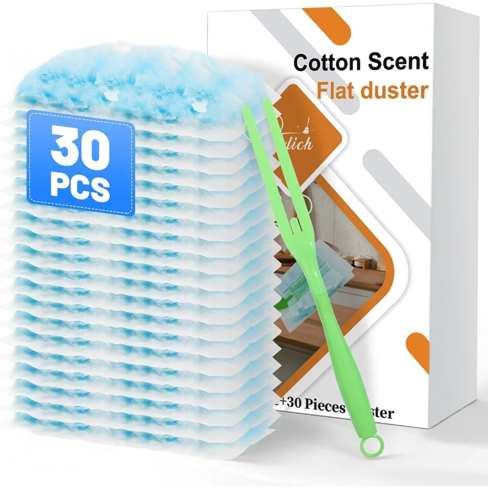 30-Pack Electrostatic Disposable Duster Refills, 180-Degree Head for Home and Office Dusting