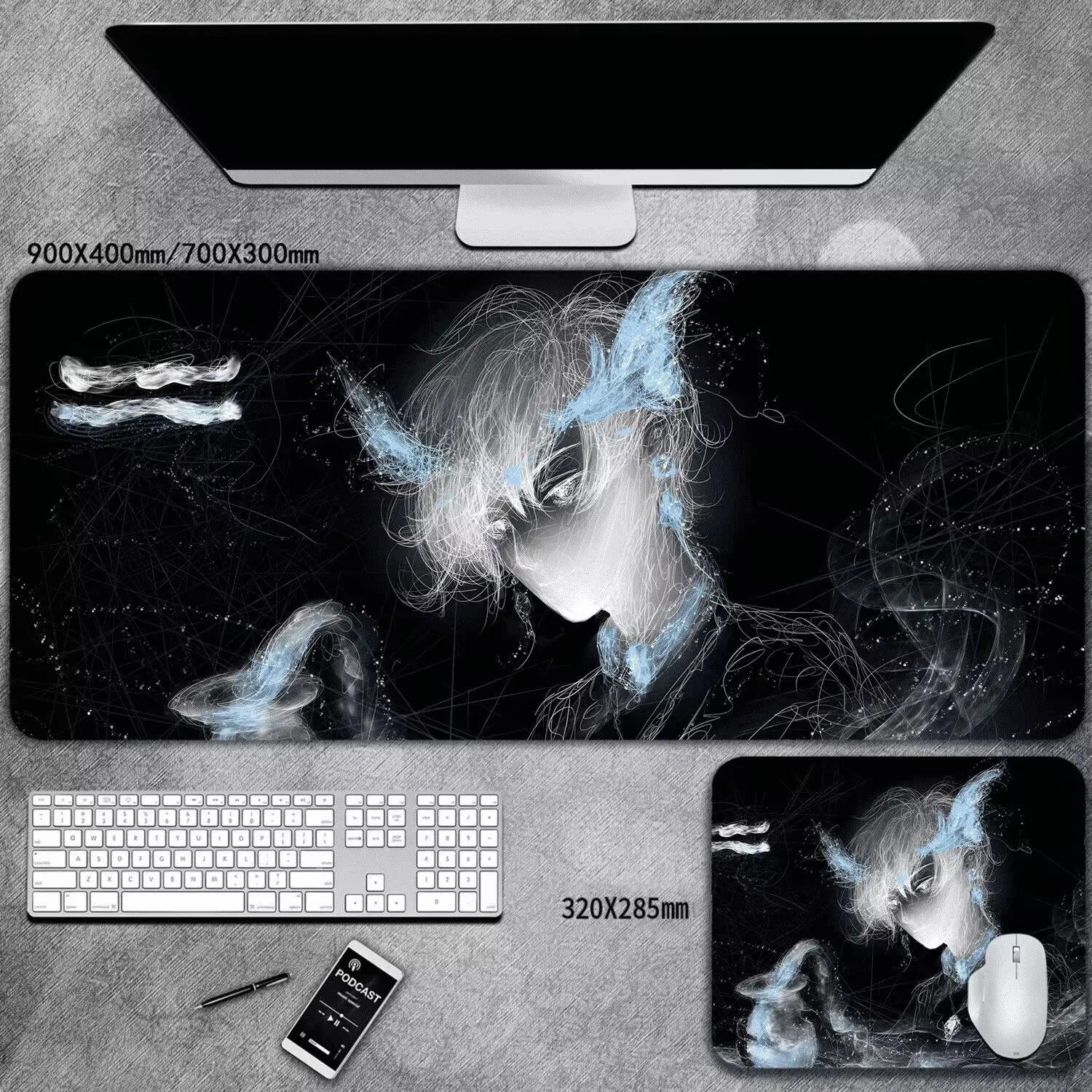 Zodiac constellation mouse pad, dirt-resistant, anti-slip, gaming keyboard pad, oversized three-dimensional desk pad