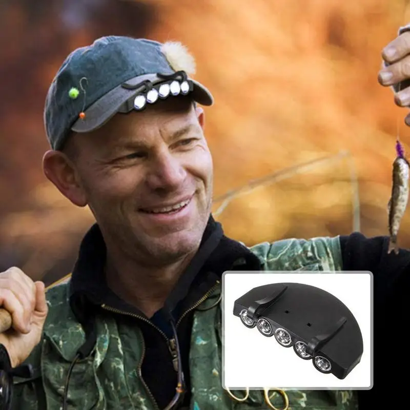 LED Caps Light 5 LED Hat Brim Light With Batteries Waterproof Hat Light Flashlight Headlamp For Fishing Hunting Hiking